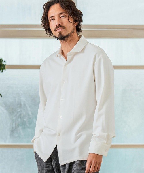 Magine(マージン)の「ms5976- Tricot Twill 3-4 Sleeve Shirts スッキパーカラーシャツ(シャツ/ブラウス・メンズ・ホワイト/ブラック/グレイッシュベージュ・44/46/48)」の5枚目の写真