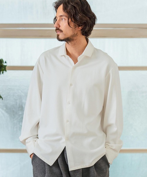 Magine(マージン)の「ms5976- Tricot Twill 3-4 Sleeve Shirts スッキパーカラーシャツ(シャツ/ブラウス・メンズ・ホワイト/ブラック/グレイッシュベージュ・44/46/48)」の6枚目の写真