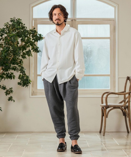 Magine(マージン)の「ms5976- Tricot Twill 3-4 Sleeve Shirts スッキパーカラーシャツ(シャツ/ブラウス・メンズ・ホワイト/ブラック/グレイッシュベージュ・44/46/48)」の7枚目の写真
