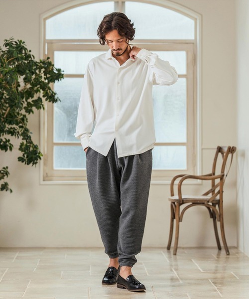 Magine(マージン)の「ms5976- Tricot Twill 3-4 Sleeve Shirts スッキパーカラーシャツ(シャツ/ブラウス・メンズ・ホワイト/ブラック/グレイッシュベージュ・44/46/48)」の8枚目の写真