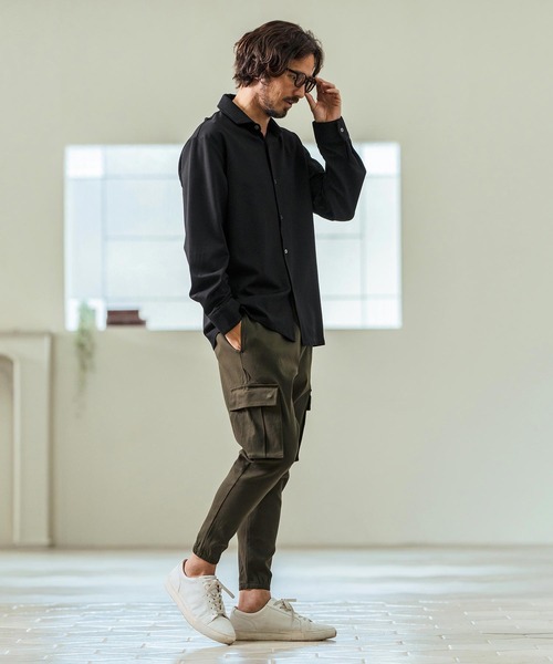 Magine(マージン)の「ms5976- Tricot Twill 3-4 Sleeve Shirts スッキパーカラーシャツ(シャツ/ブラウス・メンズ・ホワイト/ブラック/グレイッシュベージュ・44/46/48)」の13枚目の写真