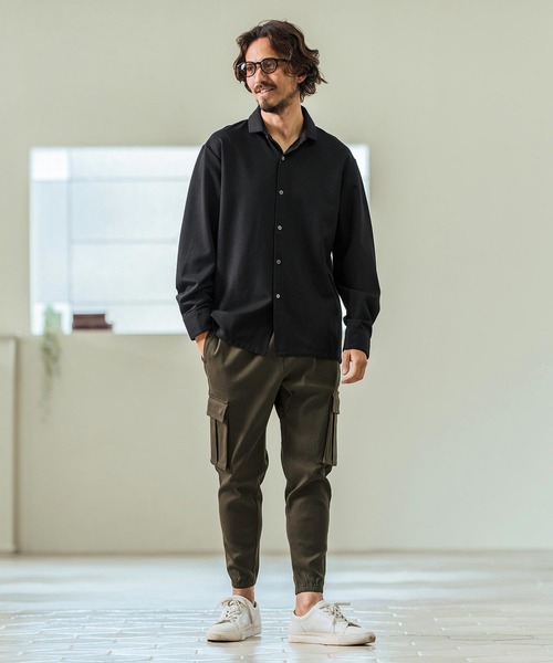 Magine(マージン)の「ms5976- Tricot Twill 3-4 Sleeve Shirts スッキパーカラーシャツ(シャツ/ブラウス・メンズ・ホワイト/ブラック/グレイッシュベージュ・44/46/48)」の14枚目の写真