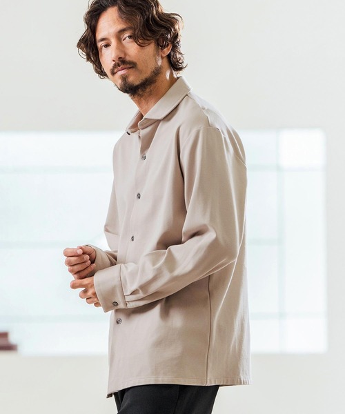 Magine(マージン)の「ms5976- Tricot Twill 3-4 Sleeve Shirts スッキパーカラーシャツ(シャツ/ブラウス・メンズ・ホワイト/ブラック/グレイッシュベージュ・44/46/48)」の15枚目の写真