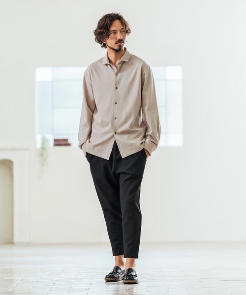 Magine(マージン)の「ms5976- Tricot Twill 3-4 Sleeve Shirts スッキパーカラーシャツ(シャツ/ブラウス・メンズ・ホワイト/ブラック/グレイッシュベージュ・44/46/48)」の18枚目の写真