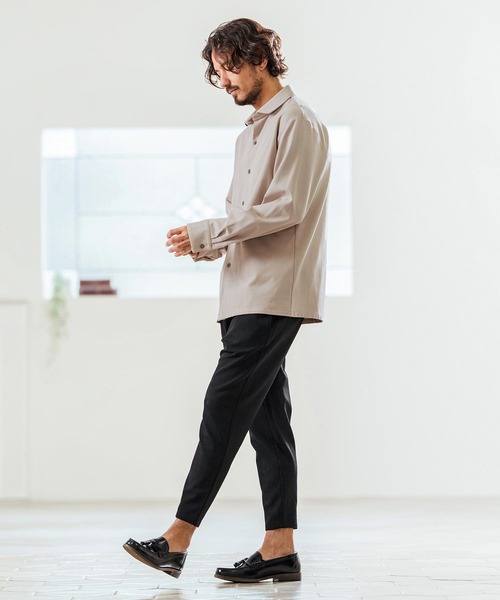 Magine(マージン)の「ms5976- Tricot Twill 3-4 Sleeve Shirts スッキパーカラーシャツ(シャツ/ブラウス・メンズ・ホワイト/ブラック/グレイッシュベージュ・44/46/48)」の19枚目の写真