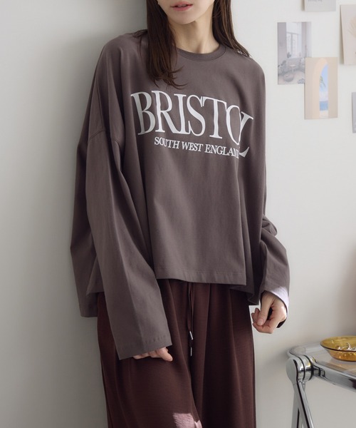 RU.TI.LE（ルチル）の「【RU.TI.LE】ビッグシルエットクルーロゴT（Tシャツ/カットソー・レディース・グレイッシュベージュ/チャコールグレー/ホワイト・MEDIUM）」の8枚目の写真