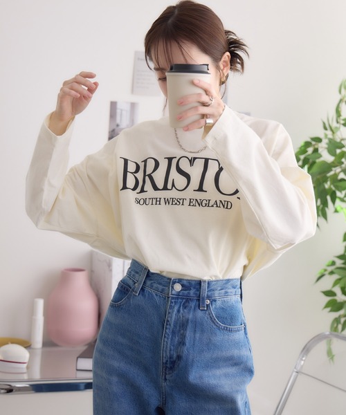 RU.TI.LE（ルチル）の「【RU.TI.LE】ビッグシルエットクルーロゴT（Tシャツ/カットソー・レディース・グレイッシュベージュ/チャコールグレー/ホワイト・MEDIUM）」の22枚目の写真