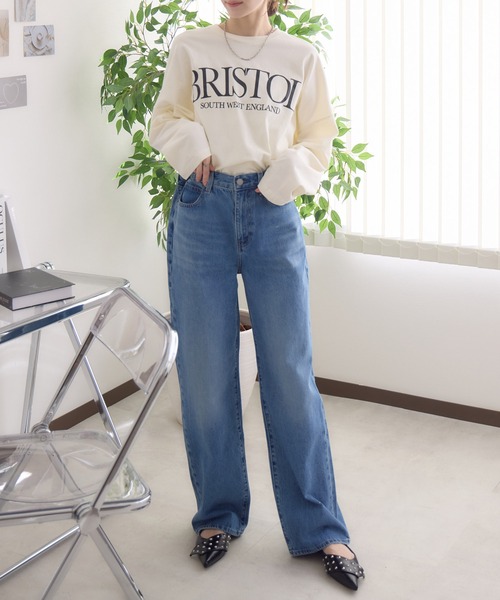 RU.TI.LE（ルチル）の「【RU.TI.LE】ビッグシルエットクルーロゴT（Tシャツ/カットソー・レディース・グレイッシュベージュ/チャコールグレー/ホワイト・MEDIUM）」の18枚目の写真