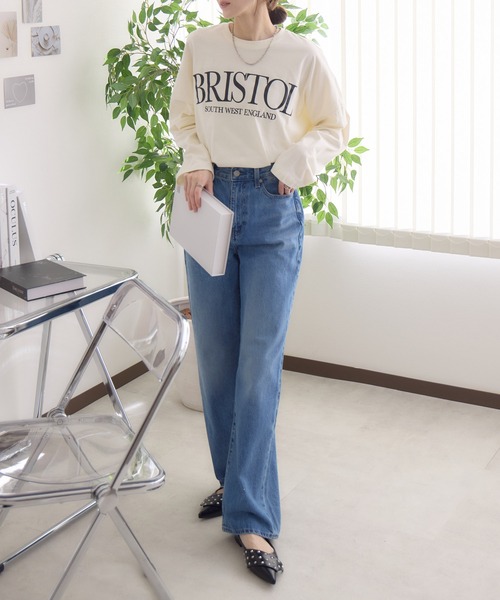 RU.TI.LE（ルチル）の「【RU.TI.LE】ビッグシルエットクルーロゴT（Tシャツ/カットソー・レディース・グレイッシュベージュ/チャコールグレー/ホワイト・MEDIUM）」の17枚目の写真