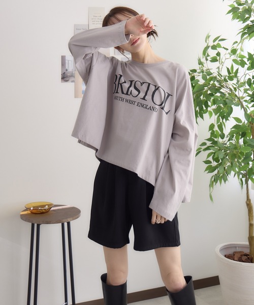 RU.TI.LE（ルチル）の「【RU.TI.LE】ビッグシルエットクルーロゴT（Tシャツ/カットソー・レディース・グレイッシュベージュ/チャコールグレー/ホワイト・MEDIUM）」の14枚目の写真
