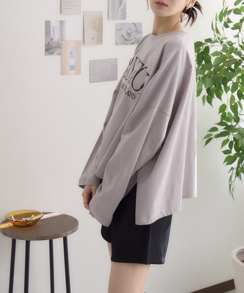RU.TI.LE（ルチル）の「【RU.TI.LE】ビッグシルエットクルーロゴT（Tシャツ/カットソー・レディース・グレイッシュベージュ/チャコールグレー/ホワイト・MEDIUM）」の13枚目の写真