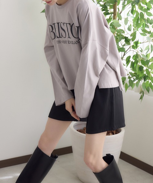 RU.TI.LE（ルチル）の「【RU.TI.LE】ビッグシルエットクルーロゴT（Tシャツ/カットソー・レディース・グレイッシュベージュ/チャコールグレー/ホワイト・MEDIUM）」の15枚目の写真