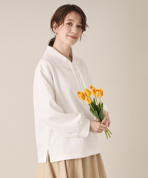 ITS'DEMO（イッツデモ）の「【手洗い可】ダンボールジャージープルオーバー（Tシャツ/カットソー・レディース・ネイビー/ベビーピンク/ライトベージュ/ライトグレー/ホワイト・00）」の7枚目の写真