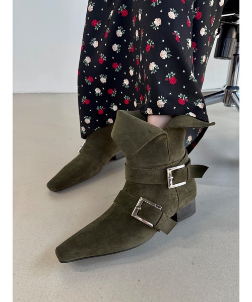 Didot.showroom(ディドット ショールーム)の「【DIDOT.】スクエアポインテッドブーツ(ブーツ・レディース・ベージュ/ブラウン/カーキ・23cm/24cm/25cm/22.5cm/23.5cm/24.5cm)」の3枚目の写真