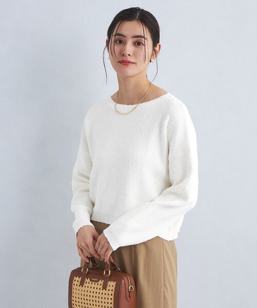 green label relaxing（グリーンレーベルリラクシング）の「ニット プルオーバー × ジャンパースカート セット ワンピース（ジャンパースカート・レディース・グレー/オフホワイト・FREE）」の6枚目の写真