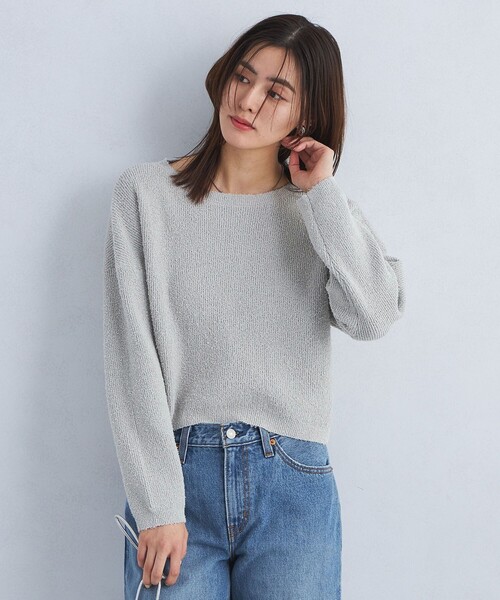green label relaxing（グリーンレーベルリラクシング）の「ニット プルオーバー × ジャンパースカート セット ワンピース（ジャンパースカート・レディース・グレー/オフホワイト・FREE）」の11枚目の写真