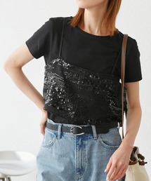 ROPE' PICNIC | スパンコールビスチェ付きカットトップス(Tシャツ/カットソー)