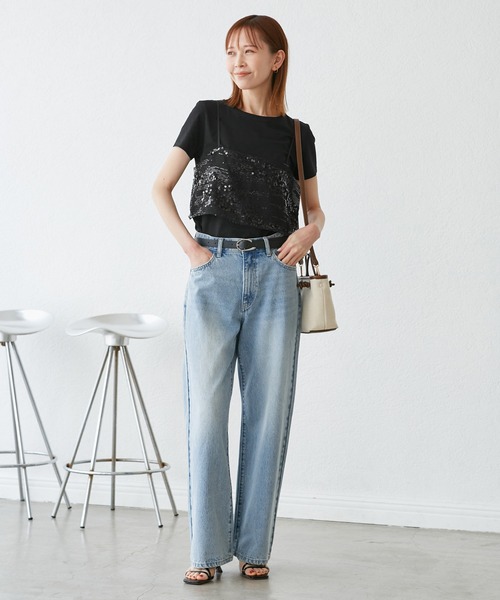 ROPE' PICNIC（ロペピクニック）の「スパンコールビスチェ付きカットトップス（Tシャツ/カットソー・レディース・ホワイト系その他4/ブラック・38）」の3枚目の写真