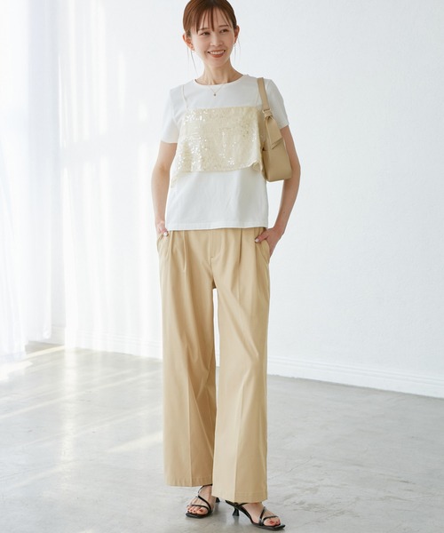 ROPE' PICNIC（ロペピクニック）の「スパンコールビスチェ付きカットトップス（Tシャツ/カットソー・レディース・ホワイト系その他4/ブラック・38）」の8枚目の写真