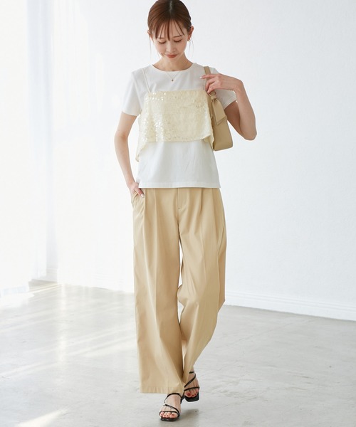 ROPE' PICNIC（ロペピクニック）の「スパンコールビスチェ付きカットトップス（Tシャツ/カットソー・レディース・ホワイト系その他4/ブラック・38）」の9枚目の写真