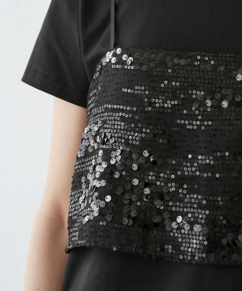 ROPE' PICNIC（ロペピクニック）の「スパンコールビスチェ付きカットトップス（Tシャツ/カットソー・レディース・ホワイト系その他4/ブラック・38）」の21枚目の写真