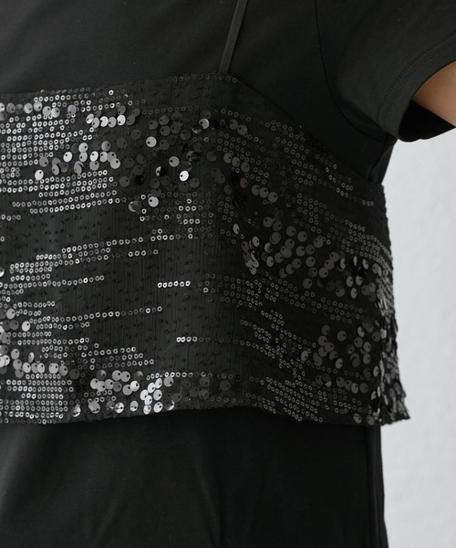 ROPE' PICNIC（ロペピクニック）の「スパンコールビスチェ付きカットトップス（Tシャツ/カットソー・レディース・ホワイト系その他4/ブラック・38）」の22枚目の写真