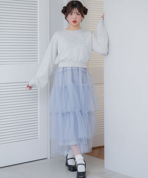 ems excite（エムズエキサイト）の「ラメ刺繍ロゴトレーナー（Tシャツ/カットソー・レディース・ホワイト系その他/ピンク/グリーン・FREE）」の4枚目の写真
