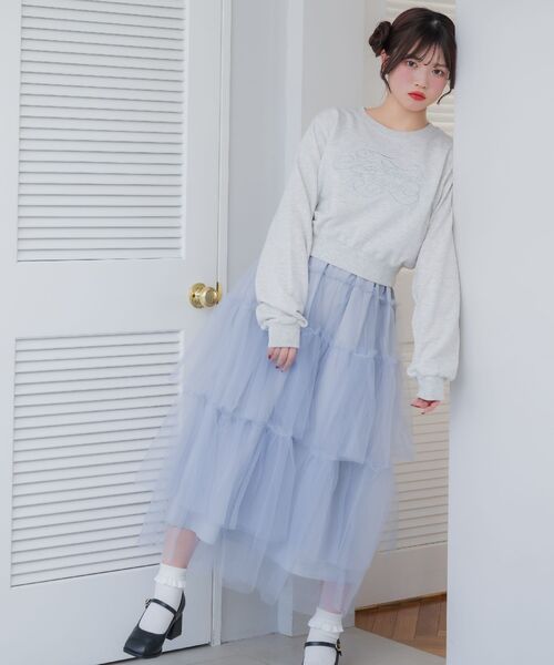 ems excite（エムズエキサイト）の「ラメ刺繍ロゴトレーナー（Tシャツ/カットソー・レディース・ホワイト系その他/ピンク/グリーン・FREE）」の5枚目の写真