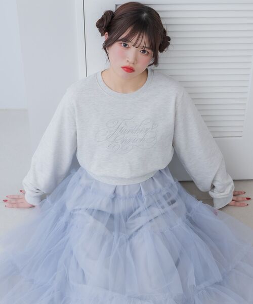 ems excite（エムズエキサイト）の「ラメ刺繍ロゴトレーナー（Tシャツ/カットソー・レディース・ホワイト系その他/ピンク/グリーン・FREE）」の6枚目の写真