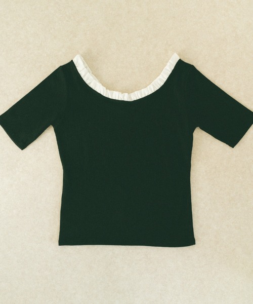 バイカラーフリルトップス/2WAY/オフショル着用可（Tシャツ