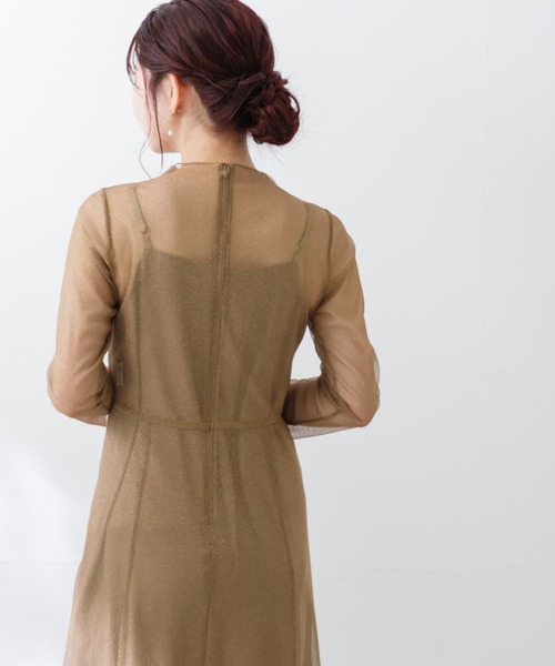 kaene（カエン）の「kaene　ラメチュールメロウワンピース（ワンピース・レディース・ゴールド系その他/ネイビー・38）」の7枚目の写真