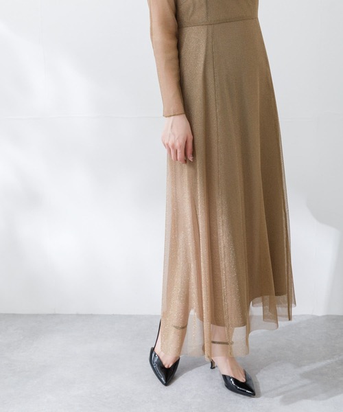 kaene（カエン）の「kaene　ラメチュールメロウワンピース（ワンピース・レディース・ゴールド系その他/ネイビー・38）」の8枚目の写真