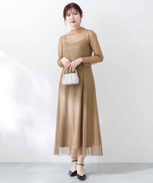 kaene（カエン）の「kaene　ラメチュールメロウワンピース（ワンピース・レディース・ゴールド系その他/ネイビー・38）」の10枚目の写真