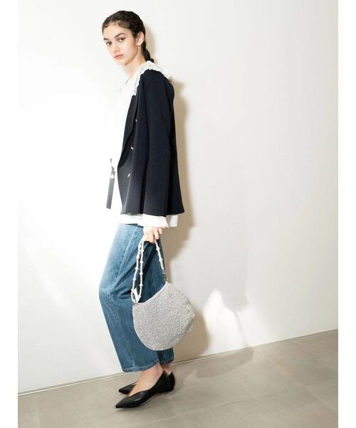 Te chichi（テチチ）の「ミラノリブダブルジャケット《2025spring catalog item》（ノーカラージャケット・レディース・ネイビー/ベージュ・F）」の4枚目の写真