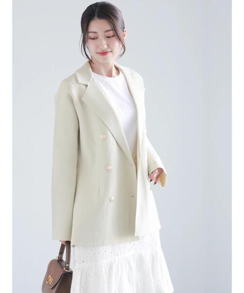 Te chichi（テチチ）の「ミラノリブダブルジャケット《2025spring catalog item》（ノーカラージャケット・レディース・ネイビー/ベージュ・F）」の7枚目の写真