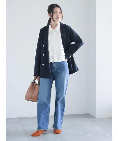 Te chichi（テチチ）の「ミラノリブダブルジャケット《2025spring catalog item》（ノーカラージャケット・レディース・ネイビー/ベージュ・F）」の8枚目の写真