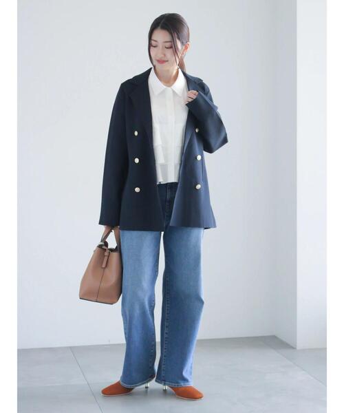 Te chichi（テチチ）の「ミラノリブダブルジャケット《2025spring catalog item》（ノーカラージャケット・レディース・ネイビー/ベージュ・F）」の9枚目の写真