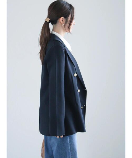 Te chichi（テチチ）の「ミラノリブダブルジャケット《2025spring catalog item》（ノーカラージャケット・レディース・ネイビー/ベージュ・F）」の12枚目の写真