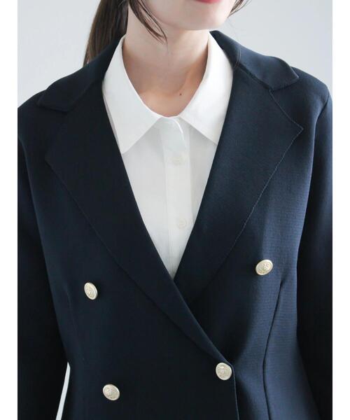 Te chichi（テチチ）の「ミラノリブダブルジャケット《2025spring catalog item》（ノーカラージャケット・レディース・ネイビー/ベージュ・F）」の14枚目の写真