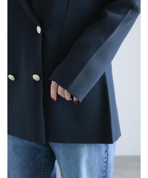 Te chichi（テチチ）の「ミラノリブダブルジャケット《2025spring catalog item》（ノーカラージャケット・レディース・ネイビー/ベージュ・F）」の15枚目の写真