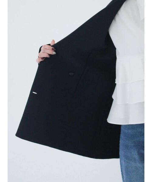 Te chichi（テチチ）の「ミラノリブダブルジャケット《2025spring catalog item》（ノーカラージャケット・レディース・ネイビー/ベージュ・F）」の16枚目の写真