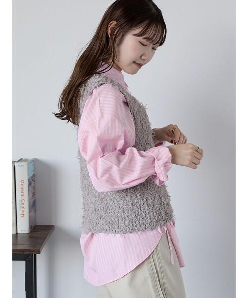 ehka sopo（エヘカソポ）の「チュールヤーンニットベスト（ベスト・レディース・オフホワイト/グレー/グリーン・F）」の6枚目の写真