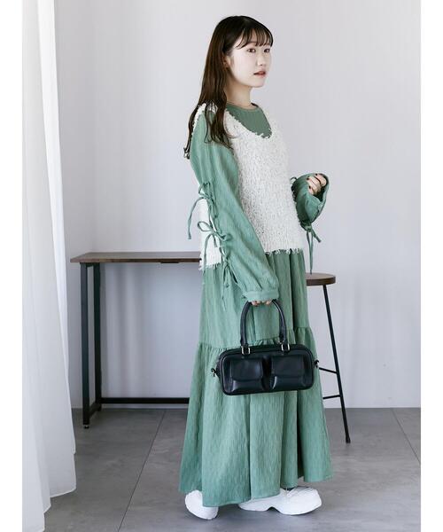 ehka sopo（エヘカソポ）の「チュールヤーンニットベスト（ベスト・レディース・オフホワイト/グレー/グリーン・F）」の15枚目の写真