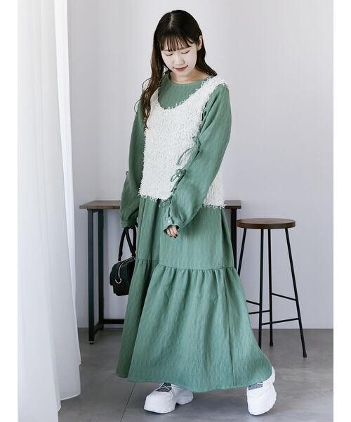 ehka sopo（エヘカソポ）の「チュールヤーンニットベスト（ベスト・レディース・オフホワイト/グレー/グリーン・F）」の16枚目の写真