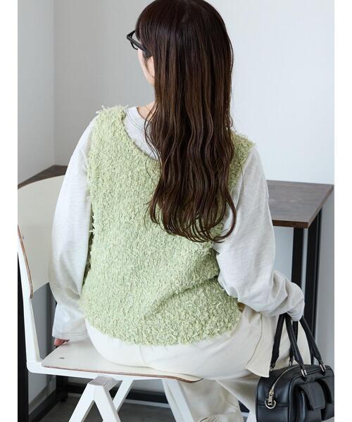 ehka sopo（エヘカソポ）の「チュールヤーンニットベスト（ベスト・レディース・オフホワイト/グレー/グリーン・F）」の22枚目の写真