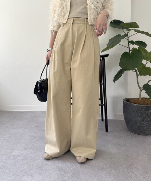 mystic（ミスティック）の「タックチノパンツ（チノパンツ・レディース・ベージュ/イエロー・FREE）」の3枚目の写真