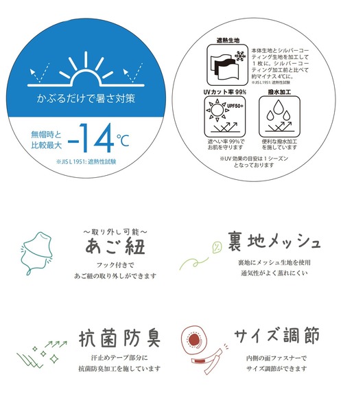 VIS(ビス)の「【遮熱/UVカット】かぶるだけでマイナス14℃!シルバーコーティングハット(ハット・レディース・ベージュ/ブラック・FREE)」の20枚目の写真