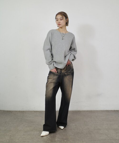 Sourcream（サワークリーム）の「2サイズ【Sourcream/サワークリーム】ワッフルヘンリーネックロンTEE（Tシャツ/カットソー・レディース・グレー/ブラック/ホワイト・MEDIUM/LARGE）」の7枚目の写真