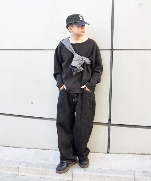 Sourcream（サワークリーム）の「2サイズ【Sourcream/サワークリーム】ワッフルヘンリーネックロンTEE（Tシャツ/カットソー・レディース・グレー/ブラック/ホワイト・MEDIUM/LARGE）」の15枚目の写真