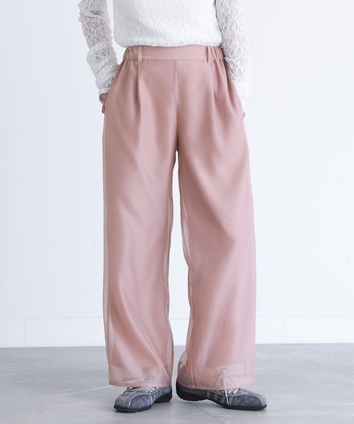 somari imagination（ソマリ イマジネーション）の「『オーガンジーレイヤードストレートパンツ』（その他パンツ・レディース・ピンク/ブラック・2/1）」の10枚目の写真